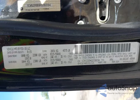 2016 Jeep Compass High Altitude Edition from USA, damaged, VIN 1C4NJDEB4GD550194